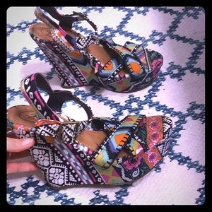 Multi colored wedge heels Size 8